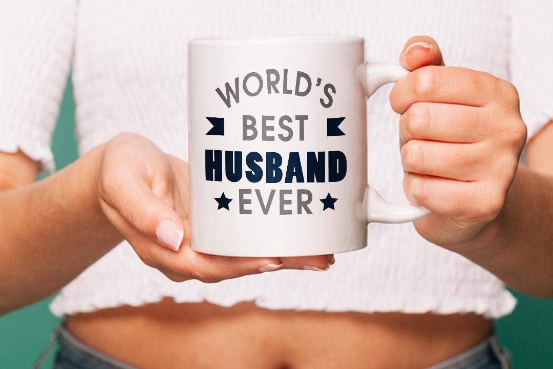 VIROSA Funny Husband Mug – World’s Best Husband Ever – Sarcastic Gift for Him from Wife – Anniversary, Valentine’s Day, Christmas or Birthday Present – 11oz White Ceramic Coffee Cup