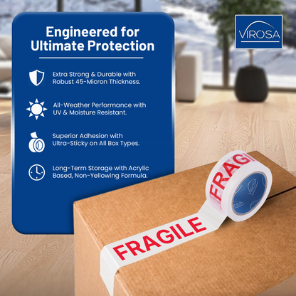 Fragile Printed Tape: Packing & Moving Essentials (48mm x 66m)