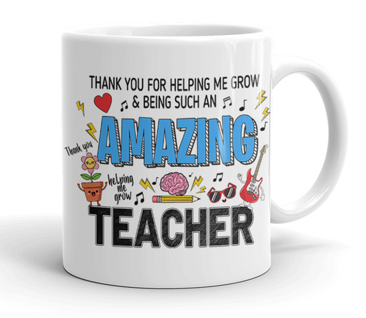 VIROSA Teacher Mug – “Thank You for Helping Me Grow and Being Such an Amazing Teacher” – End of Term Gift (11oz)