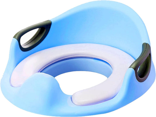 VIROSA Potty Training Seat for Kids & Toddlers – Toilet Training Seat with Handles, Backrest & Anti-Splash Design – Fits Round & Oval Toilets – Blue