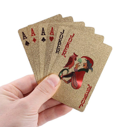 24k Carat 100 Dollar Gold Plated Poker Cards | Includes Deluxe Wooden Gift Box, Ideal for Family, Magic Party Game