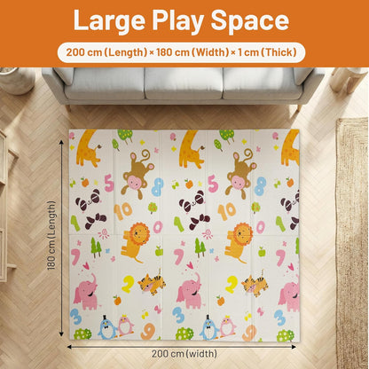 Baby Play Mat for Floor – Foldable Waterproof Foam Playmat for Babies & Toddlers – Large 200 x180cm Reversible Non Slip Nursery & Playroom Mat