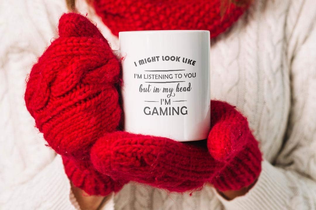 Funny Gaming Mug – I Might Look Like I’m Listening But in My Head I’m Gaming – Gamer Gift for Him, Teen, Friend, Boyfriend – Christmas, Birthday, Office, Secret Santa – 11oz Mug