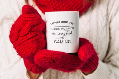 Funny Gaming Mug – I Might Look Like I’m Listening But in My Head I’m Gaming – Gamer Gift for Him, Teen, Friend, Boyfriend – Christmas, Birthday, Office, Secret Santa – 11oz Mug