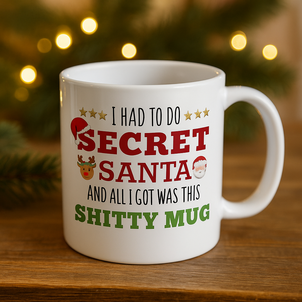 Funny Secret Santa Mug – I Had to Do Secret Santa and All I Got was This Sh*tty Mug – Rude Christmas Gift for Coworkers, Friends, Office Exchange – 11oz White Ceramic Cup