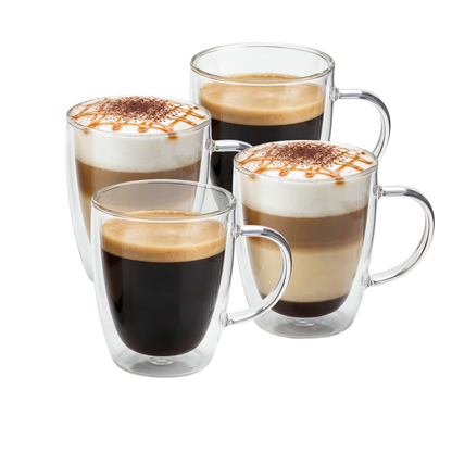 VIROSA Double Walled Glass Coffee Cups – 350ML (12oz) Insulated Borosilicate Mug for Hot & Cold Drinks