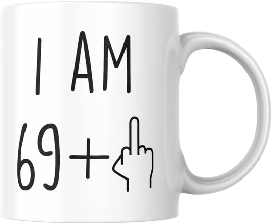 VIROSA Funny 70th Birthday Mug – 11oz Coffee Cup Gag Gift for Men or Women Turning 70 – Joke Present for Mum, Dad, Friends, Colleagues – Ceramic, Microwave & Dishwasher Safe