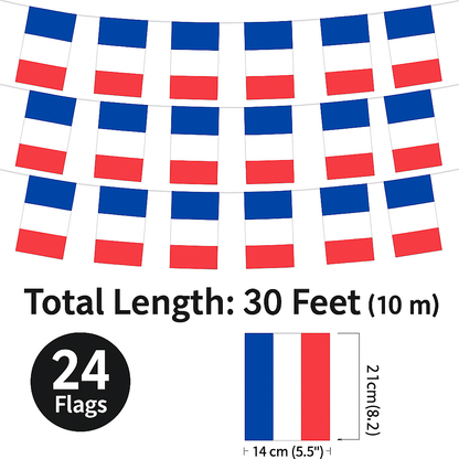 MEGA VALUE France Flag Bunting – 36ft (11m) Long with 36 Flags – French Tricolor Banner for Bastille Day, World Cup, Olympics, Parties & Outdoor Celebrations
