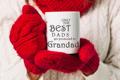 VIROSA Novelty Gift Mug – Only The Best Dads Get Promoted To Grandad – Funny Coffee Cup for Father’s Day, New Dads, Baby Announcements – 11oz White Ceramic Mug