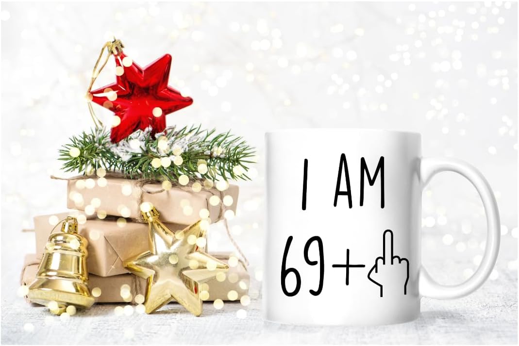 VIROSA Funny 70th Birthday Mug – 11oz Coffee Cup Gag Gift for Men or Women Turning 70 – Joke Present for Mum, Dad, Friends, Colleagues – Ceramic, Microwave & Dishwasher Safe