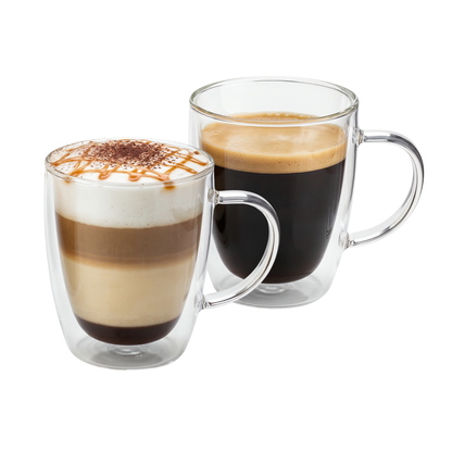 VIROSA Double Walled Glass Coffee Cups – 350ML (12oz) Insulated Borosilicate Mug for Hot & Cold Drinks
