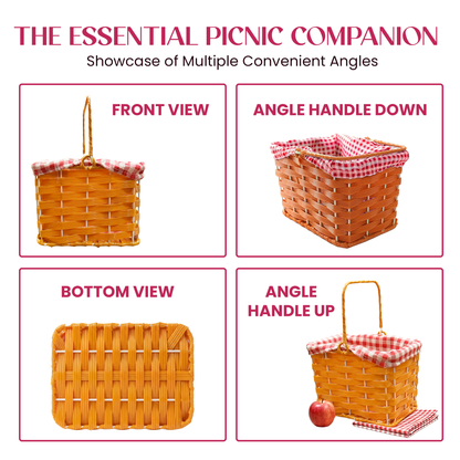 Virosa Plastic Basket with Red Gingham Cloth & Handle – Fairytale Costume Accessory for World Book Day, Little Red Riding Hood & School Book Week Fancy Dress – Suitable for Ages 14+