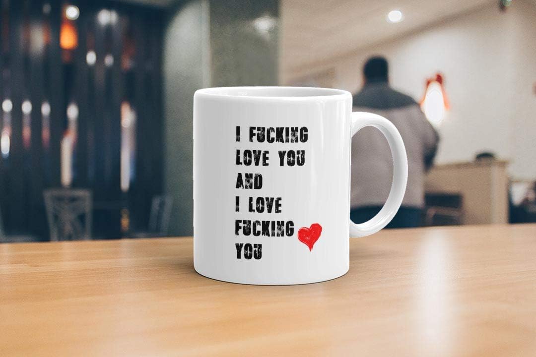 VIROSA Rude Romantic Mug – I Fing Love You and I Love Fing You – Funny Gift for Boyfriend, Girlfriend, Husband or Wife – Valentine’s, Anniversary, Birthday – 11oz Ceramic Coffee Cup