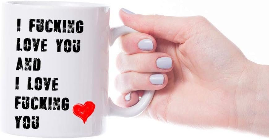 VIROSA Rude Romantic Mug – I Fing Love You and I Love Fing You – Funny Gift for Boyfriend, Girlfriend, Husband or Wife – Valentine’s, Anniversary, Birthday – 11oz Ceramic Coffee Cup