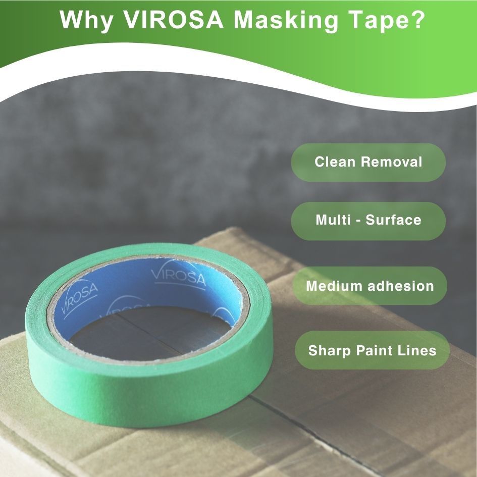 VIROSA Green Masking Tape 2 Rolls, 5 Rolls, 10 Rolls