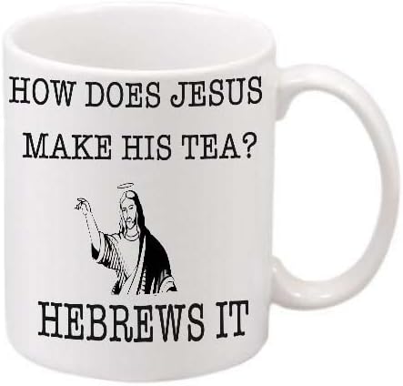 VIROSA Jesus Tea Funny Mug – Novelty Coffee Cup Gift for Christians, Religious Friends, Church Groups – 11oz Ceramic Mug