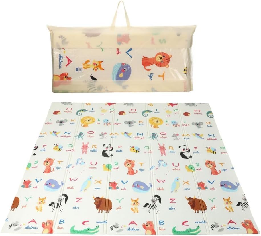 Baby Play Mat for Floor – Foldable Waterproof Foam Playmat for Babies & Toddlers – Large 200 x180cm Reversible Non Slip Nursery & Playroom Mat