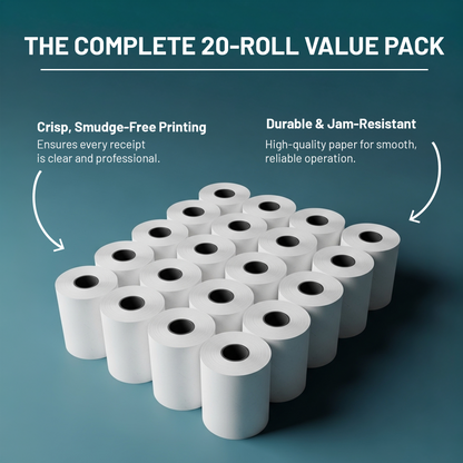 VIROSA Thermal Till Rolls, 57mm x 40mm, BPA-Free Receipt Paper, Red Warning Stripe, PDQ Payment Terminal Compatible – 20/50 Pack