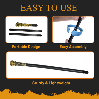VIROSA Black Victorian Costume Cane – Fancy Dress Walking Stick Prop for Adults & Kids | Rich Gentleman Accessory for Halloween, Theatre, Parties & Role Play