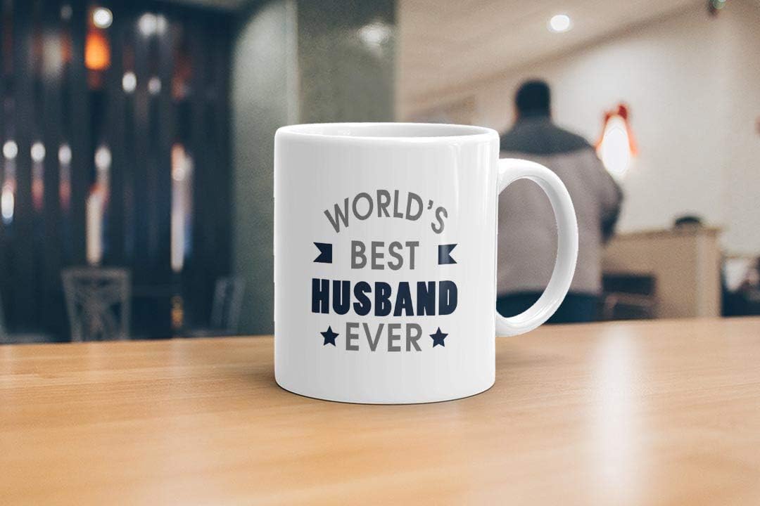 VIROSA Funny Husband Mug – World’s Best Husband Ever – Sarcastic Gift for Him from Wife – Anniversary, Valentine’s Day, Christmas or Birthday Present – 11oz White Ceramic Coffee Cup